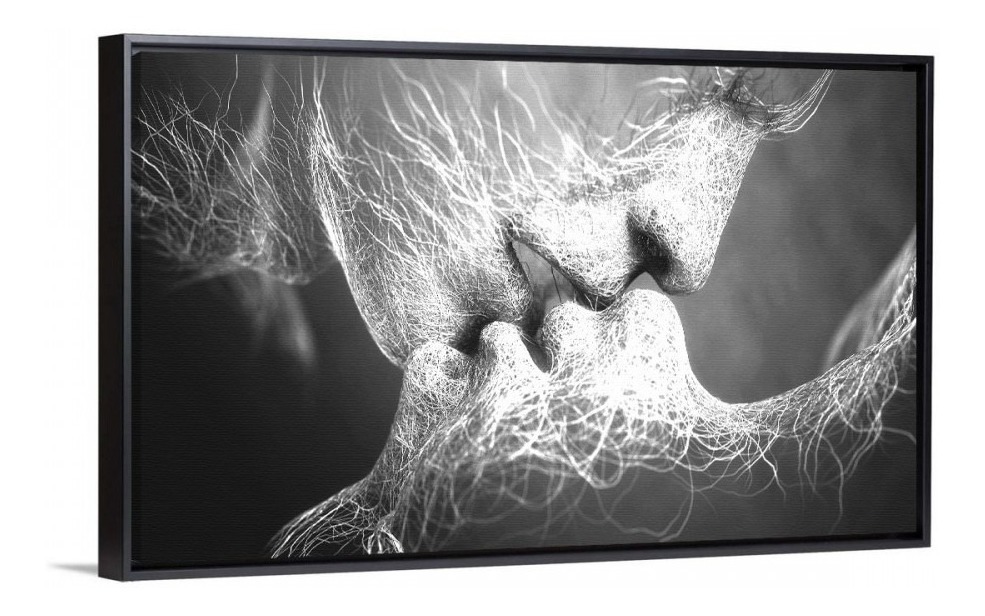 Cuadro Minimalista Beso Abstracto Canvas C/ Marco 100x50cm