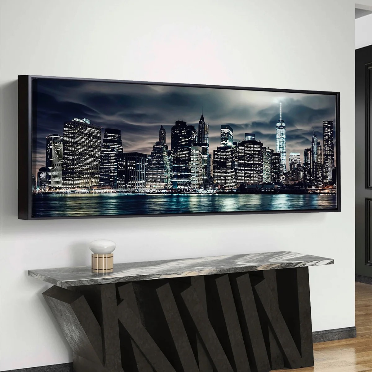 Foto 2 | Cuadro Ciudad Nueva York  Moderno En Canvas Con Marco Flotante Negro