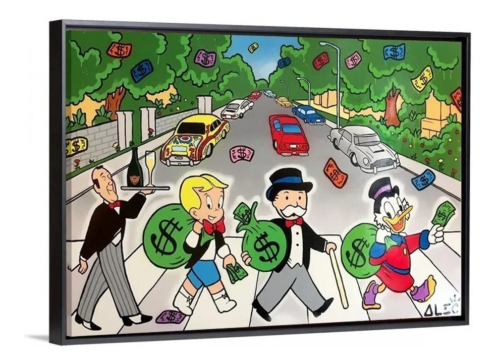 Cuadro Canvas Alec Monopoly Money  Con Marco Flotante