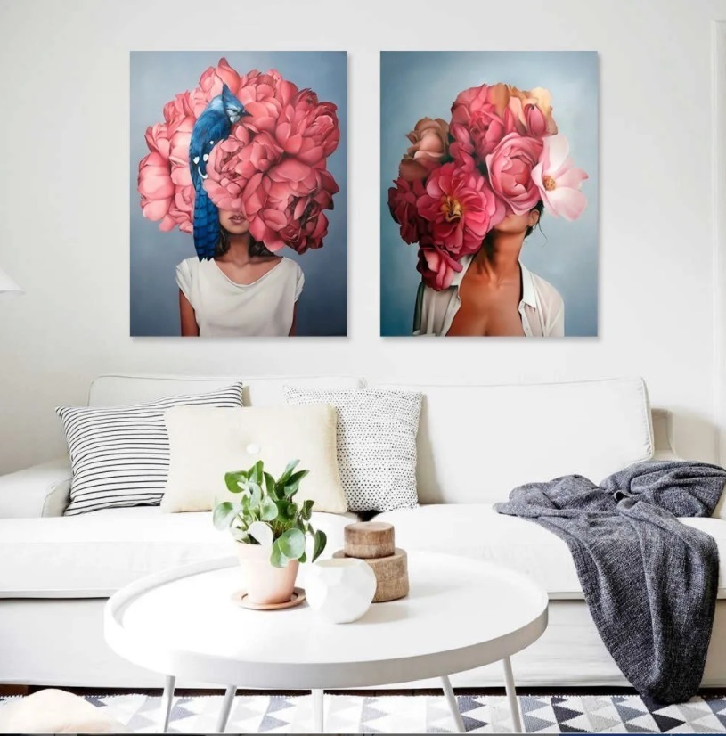 Cuadros Canvas Con Marcos Flotantes Mujeres Flores