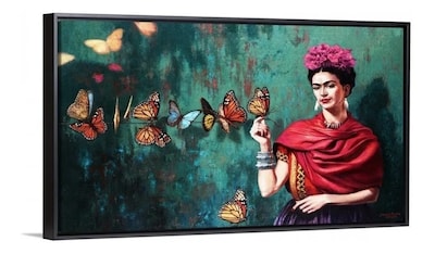 Foto 1 | Cuadro Canvas Frida Kahlo Con Marco Flotante Plata