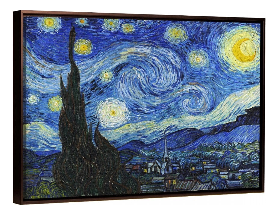 Foto 2 pulgar | Canvas Cuadro Noche Estrellada Con Marco Flotante  73x92cm