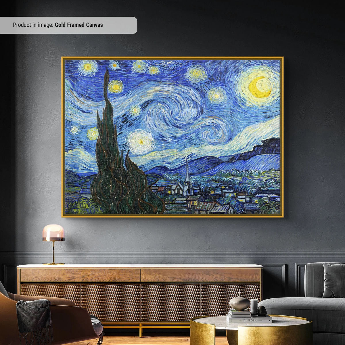 Foto 3 pulgar | La Noche Estrellada Van Gogh En Canvas Marco Flotado 50x70