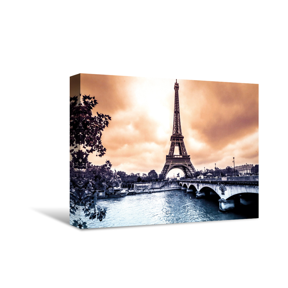Ilios Innova | Cuadro Decorativo Diseño Torre Eiffel, Impreso En Tela 80x120cm, Impresión Digital De Alta Calidad