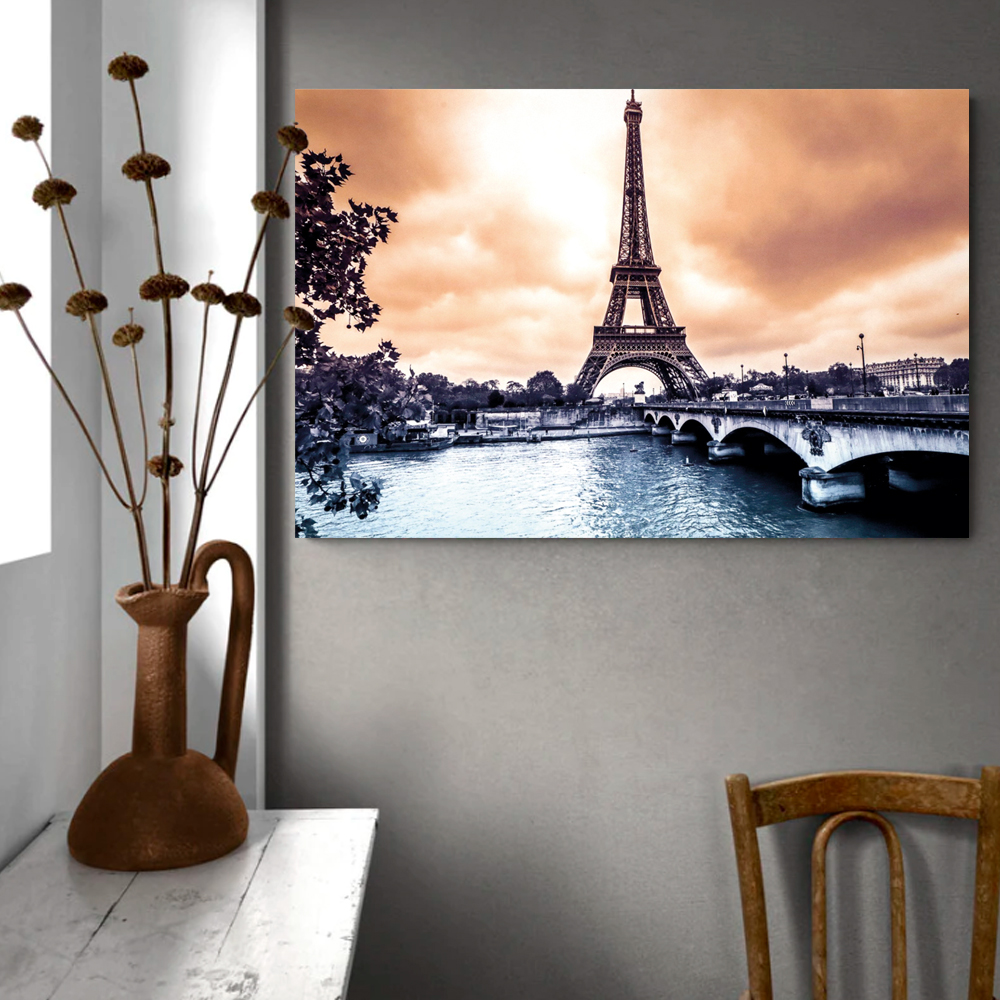 Foto 4 pulgar | Ilios Innova | Cuadro Decorativo Diseño Torre Eiffel, Impreso En Tela 80x120cm, Impresión Digital De Alta Calidad