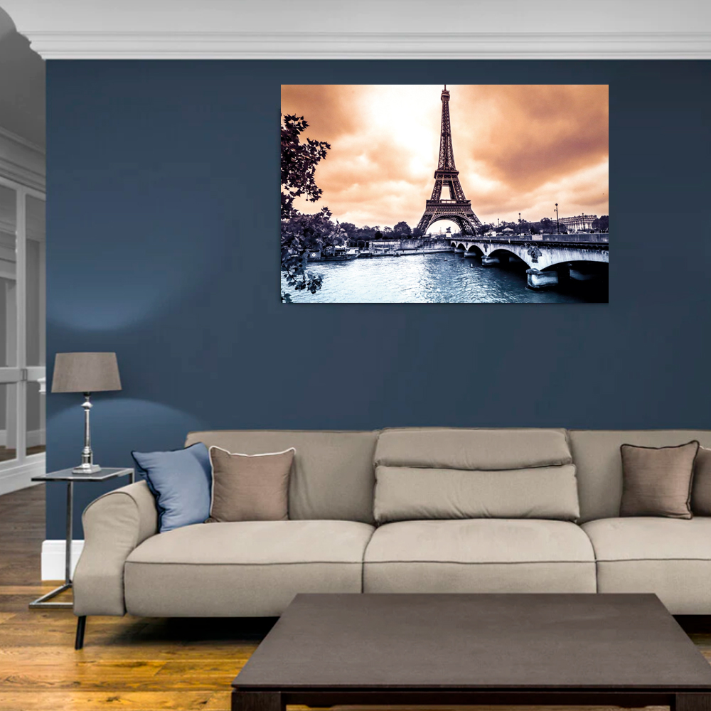 Foto 5 pulgar | Ilios Innova | Cuadro Decorativo Diseño Torre Eiffel, Impreso En Tela 80x120cm, Impresión Digital De Alta Calidad