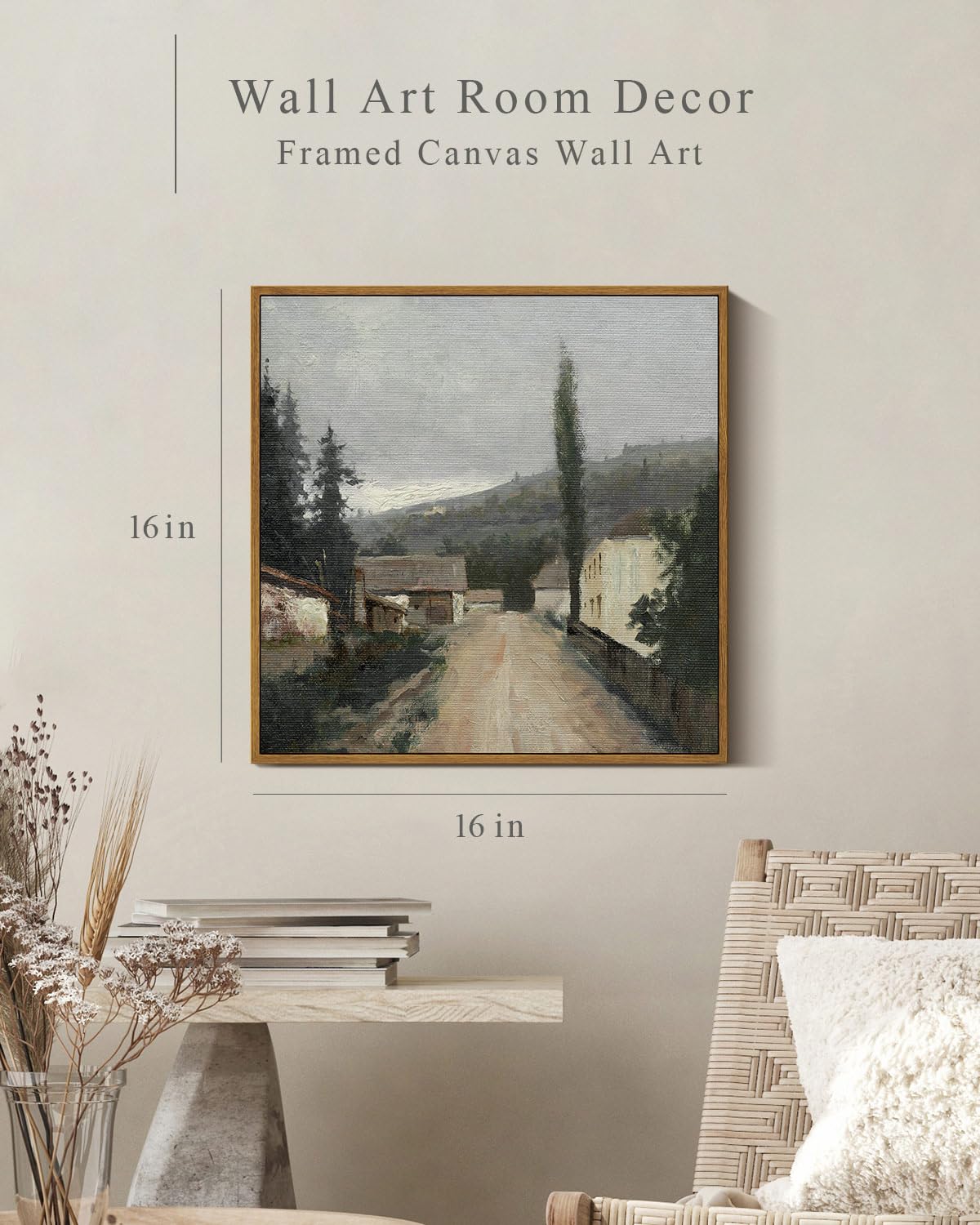 Foto 4 pulgar | Lienzo Decorativo En Simsea Vintage Village Con Paisajes Rústicos, 40 X 40 Cm - Venta Internacional.