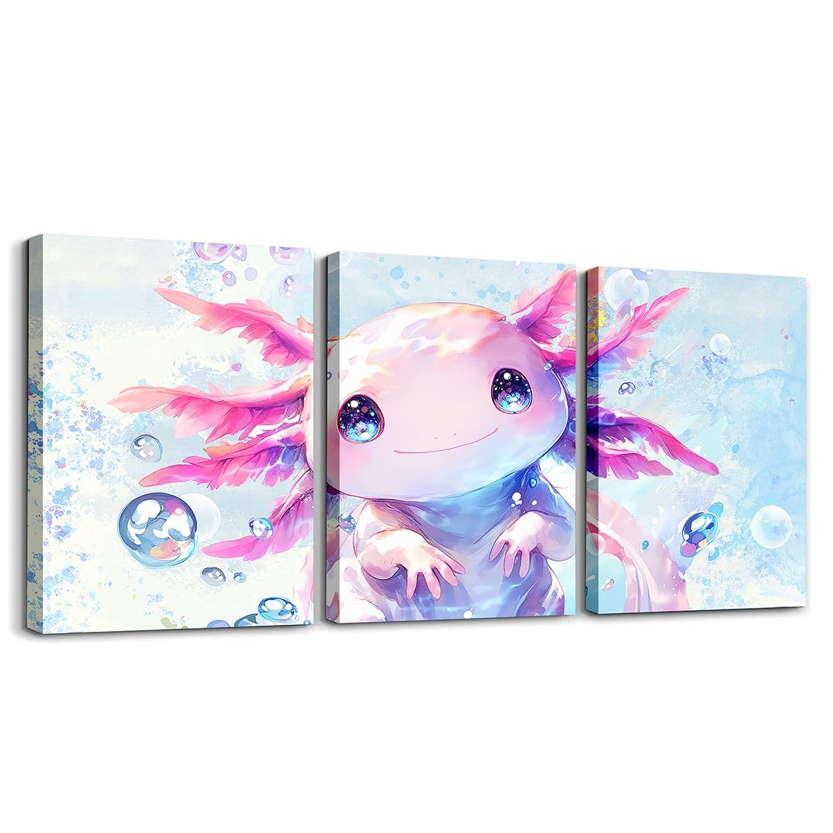 Lienzo Decorativo De Pared Feelyou Axolotl Ocean Sealife 30 X 40 Cm X 3 - Venta Internacional.
