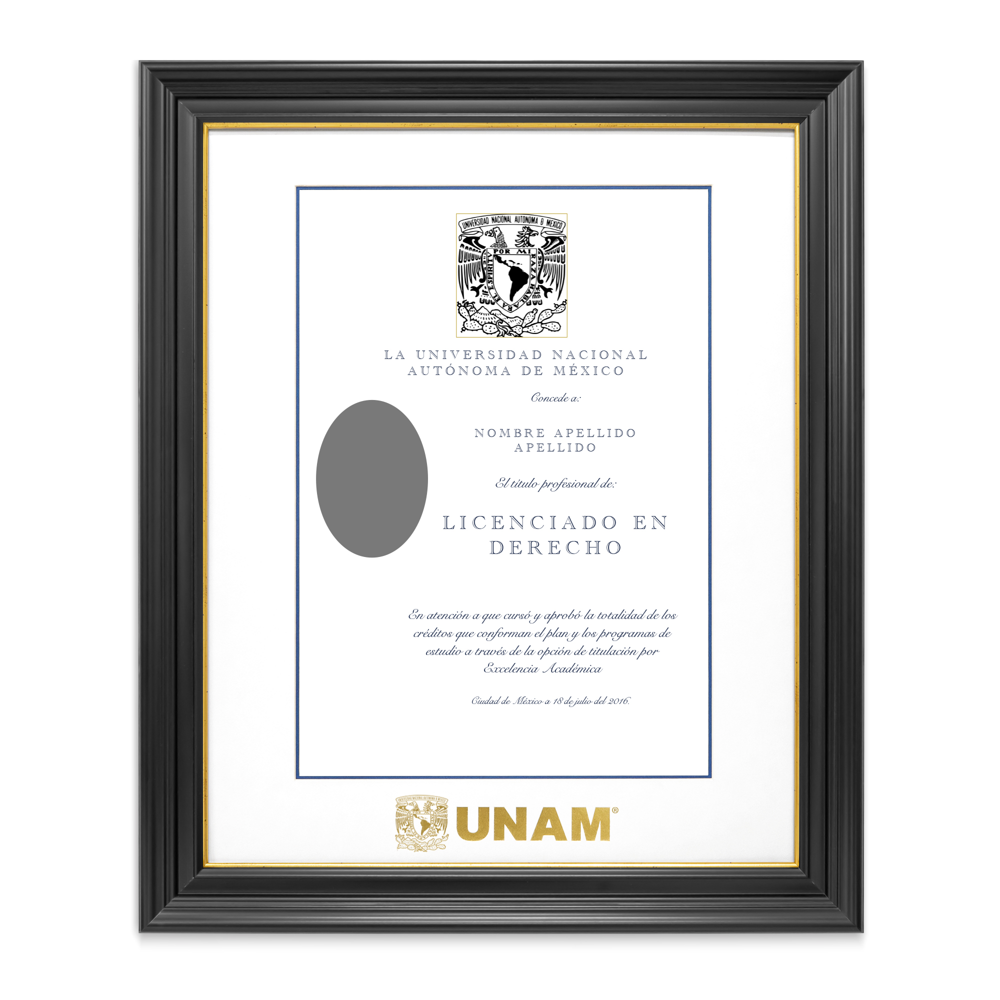 Marco Oficial Unam , Para Título Universitario 40x50 Cm