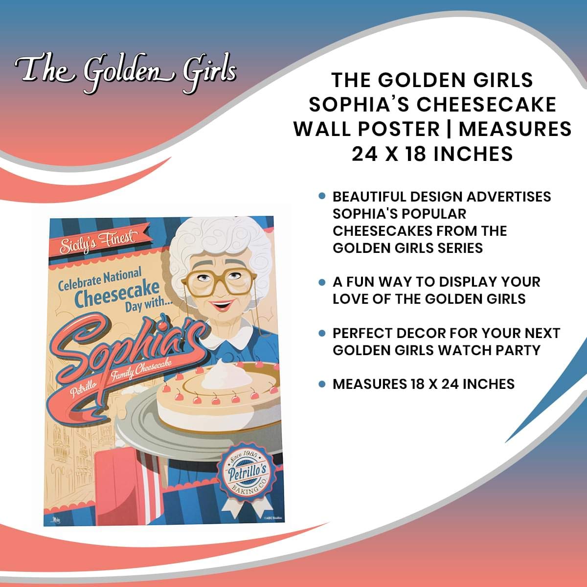 Foto 3 pulgar | Póster Mural The Golden Girls Sophia's Cheesecake, 60 X 45 Cm - Venta Internacional.