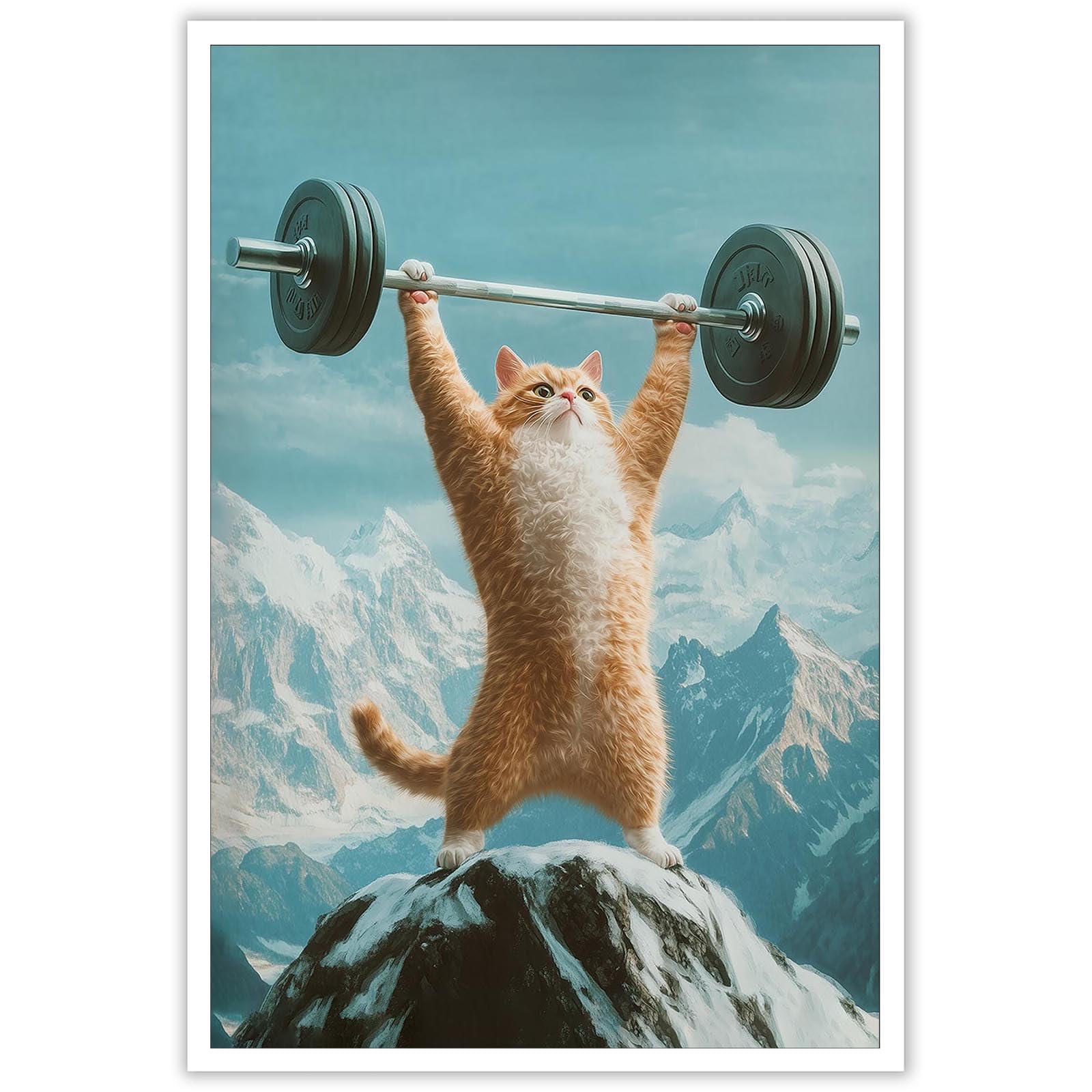 Lienzo Decorativo Para Pared, Divertido, Con Forma De Gato, Levantamiento De Pesas, Gimnasio, 40 X 6 - Venta Internac