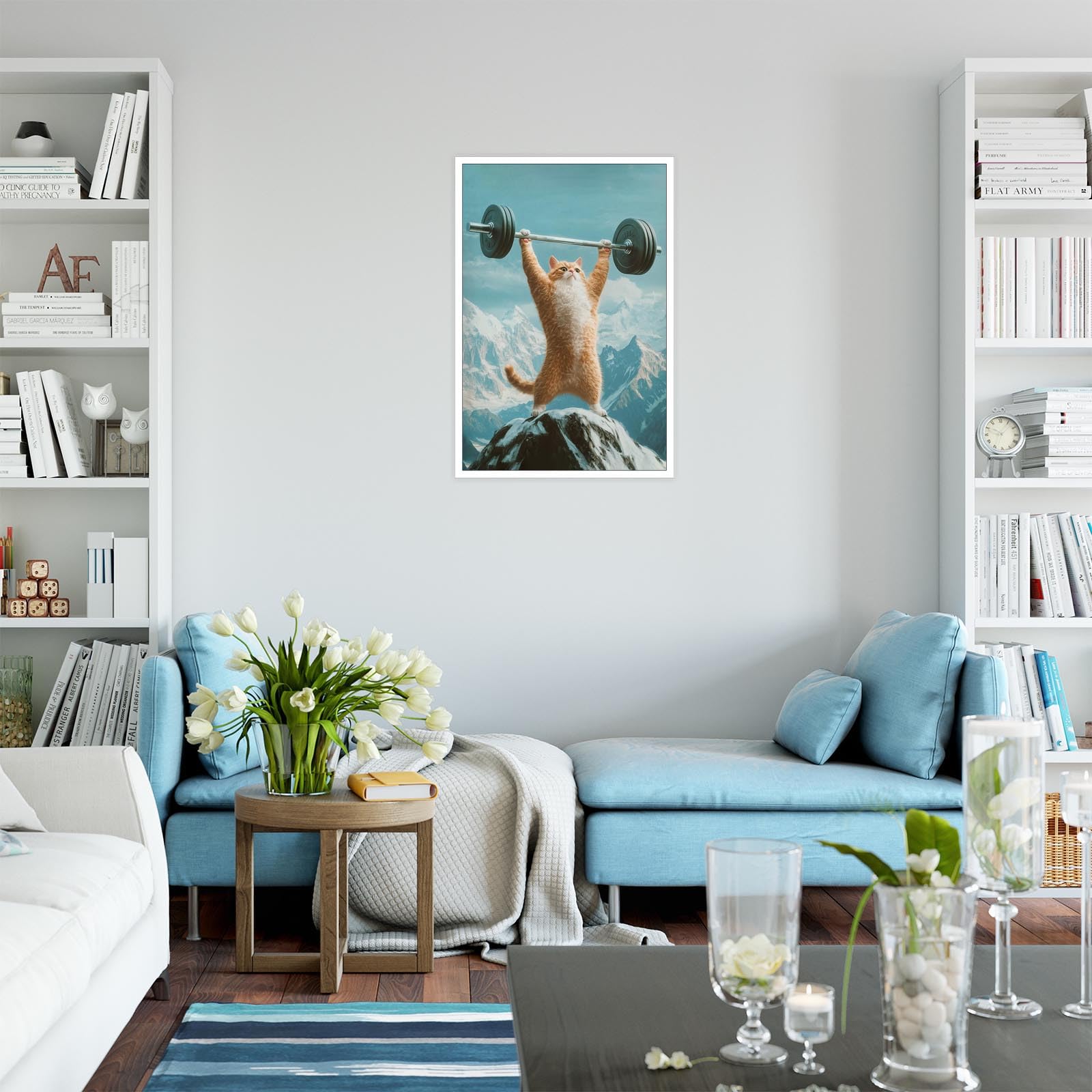 Foto 6 | Lienzo Decorativo Para Pared, Divertido, Con Forma De Gato, Levantamiento De Pesas, Gimnasio, 40 X 6 - Venta Internac