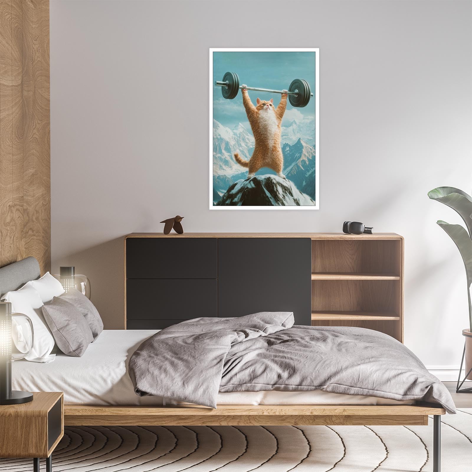 Foto 8 pulgar | Lienzo Decorativo Para Pared, Divertido, Con Forma De Gato, Levantamiento De Pesas, Gimnasio, 40 X 6 - Venta Internac