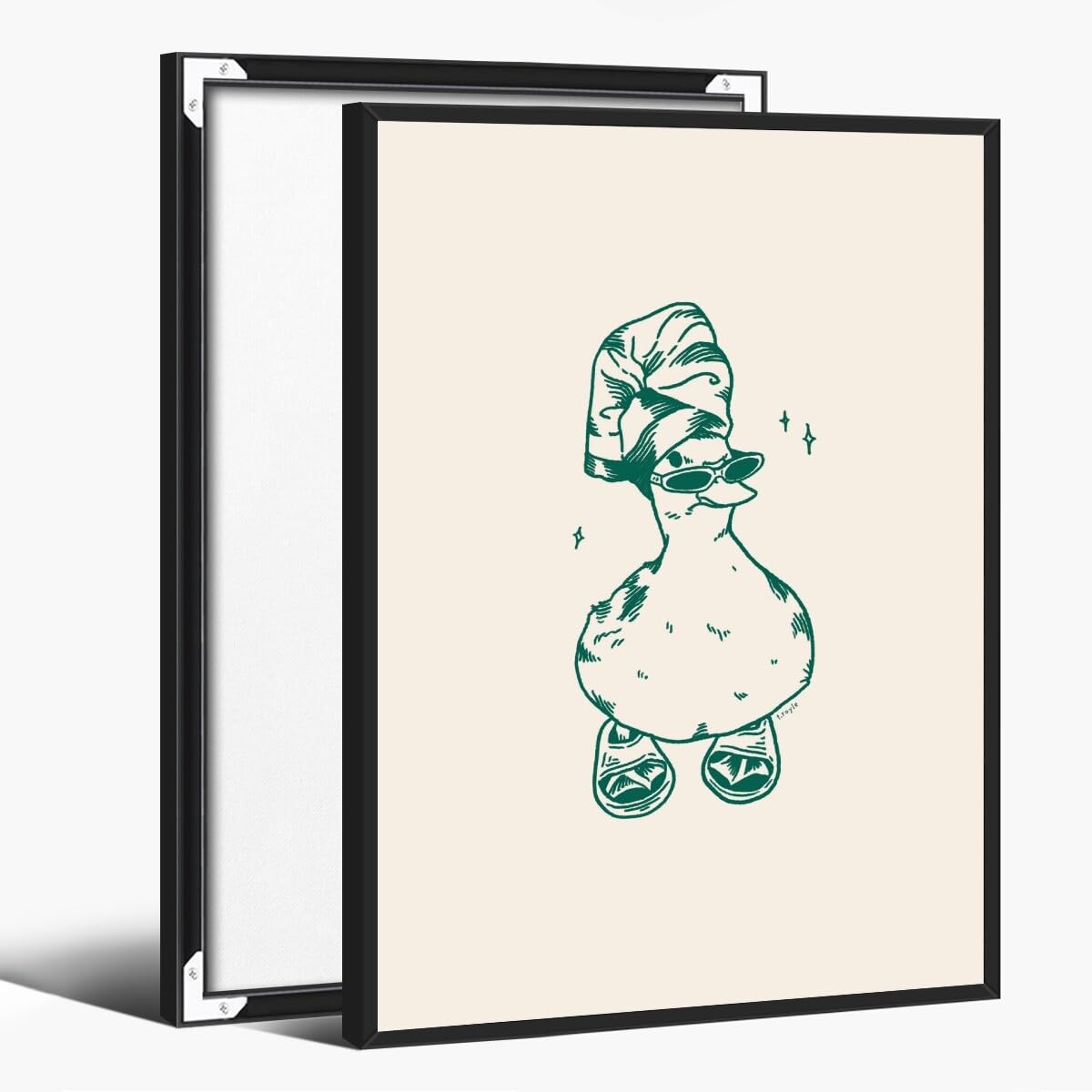 Póster Decorativo De Pared Para Baño Con Diseño De Pato Verde, 40 X 60 Cm, Marco Negro - Venta Internacional.