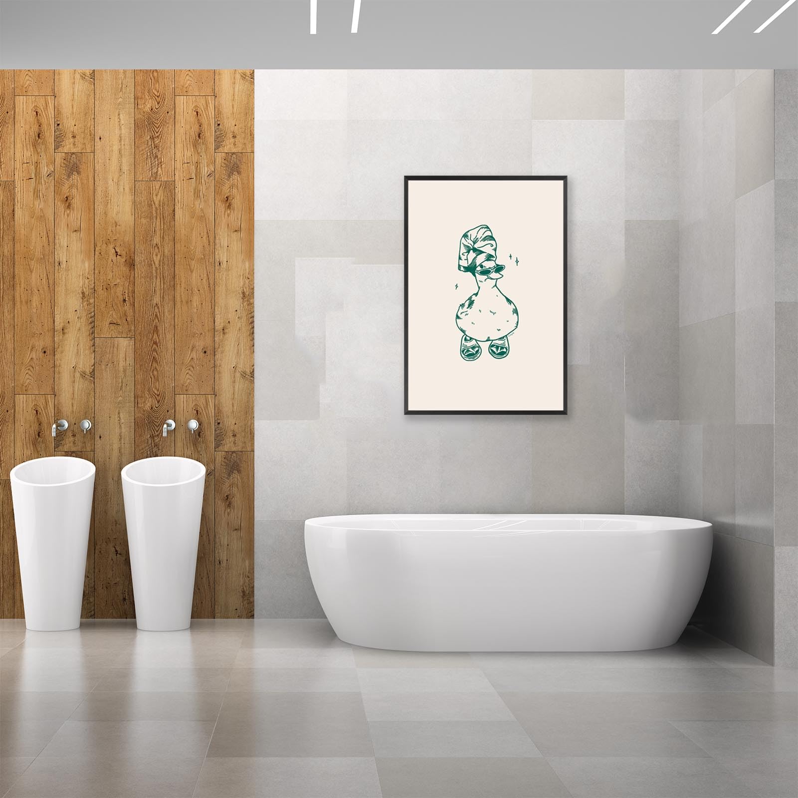 Foto 6 pulgar | Póster Decorativo De Pared Para Baño Con Diseño De Pato Verde, 40 X 60 Cm, Marco Negro - Venta Internacional.