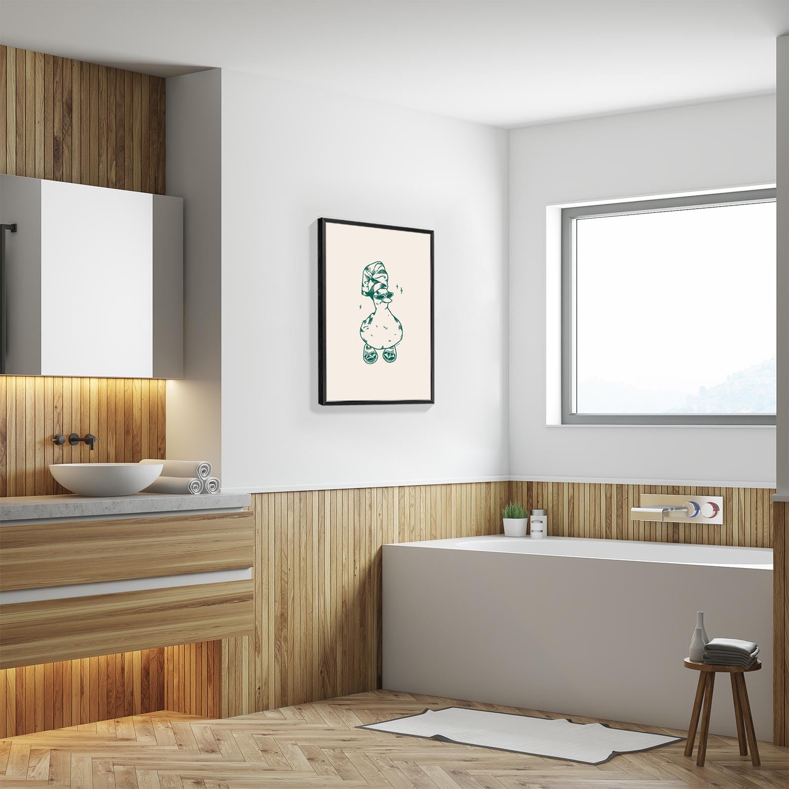 Foto 7 pulgar | Póster Decorativo De Pared Para Baño Con Diseño De Pato Verde, 40 X 60 Cm, Marco Negro - Venta Internacional.