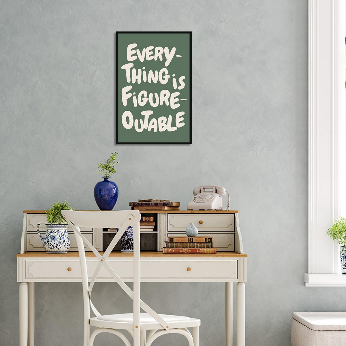Foto 4 | Póster Mural Moderno De Color Verde Everything Is Figureoutable - Venta Internacional.