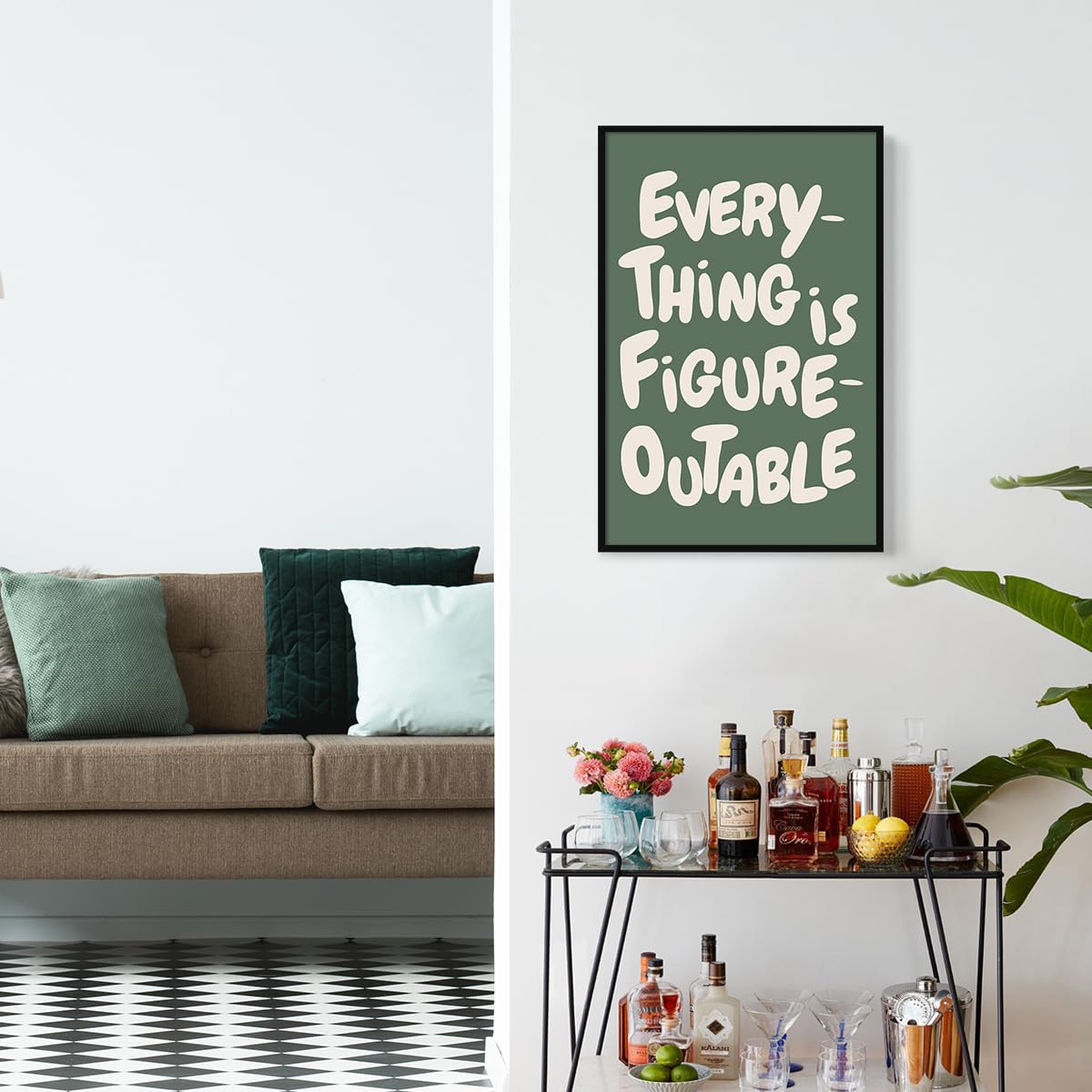 Foto 7 | Póster Mural Moderno De Color Verde Everything Is Figureoutable - Venta Internacional.