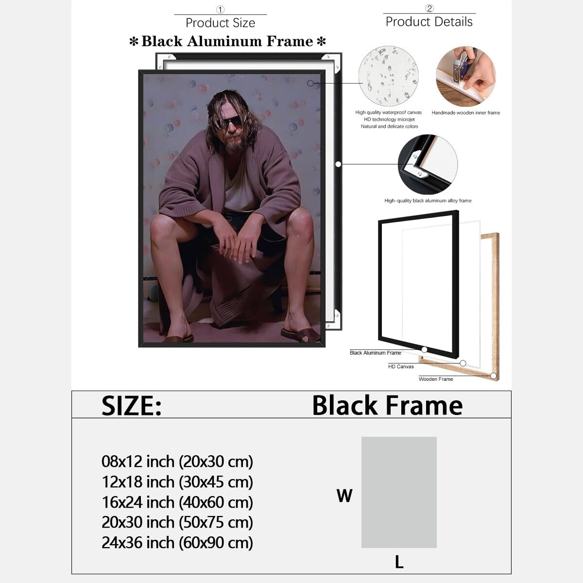 Foto 3 pulgar | Póster Divertido De La Película De Baño El Gran Lebowski, 40 X 60 Cm, Enmarcado - Venta Internacional.