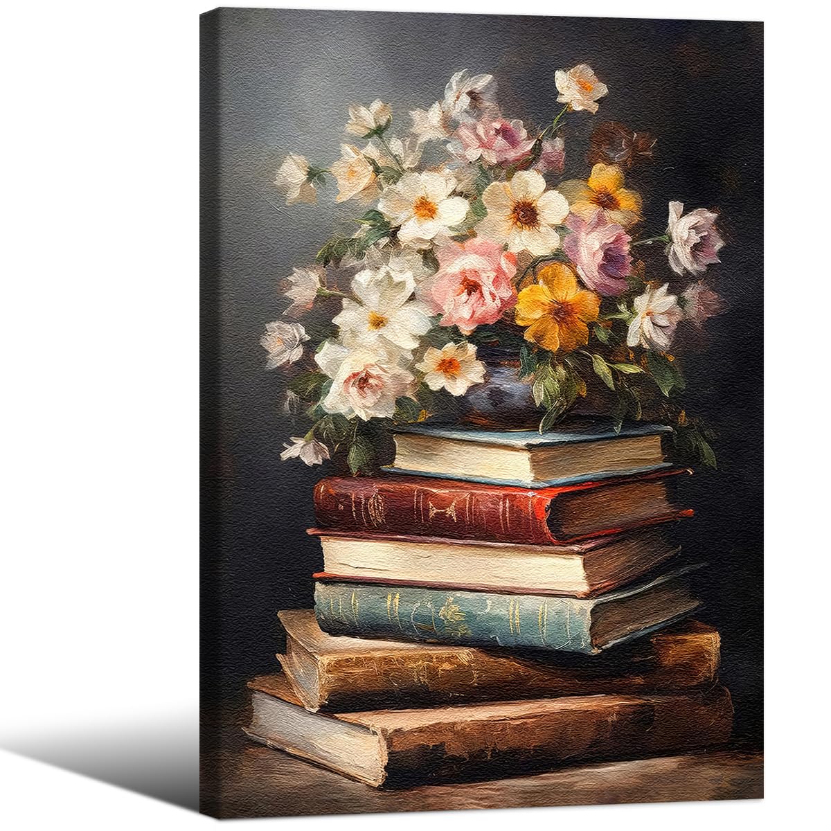Lienzo Para Pared, Libro Floral, Pintura Al Óleo De Flores Botánicas - Venta Internacional.