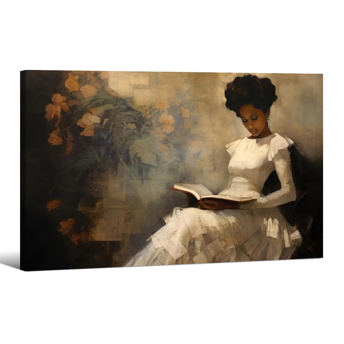 Póster Niña Negra Leyendo Retrato Femenino Africano 40x60 Cm - Venta Internacional.