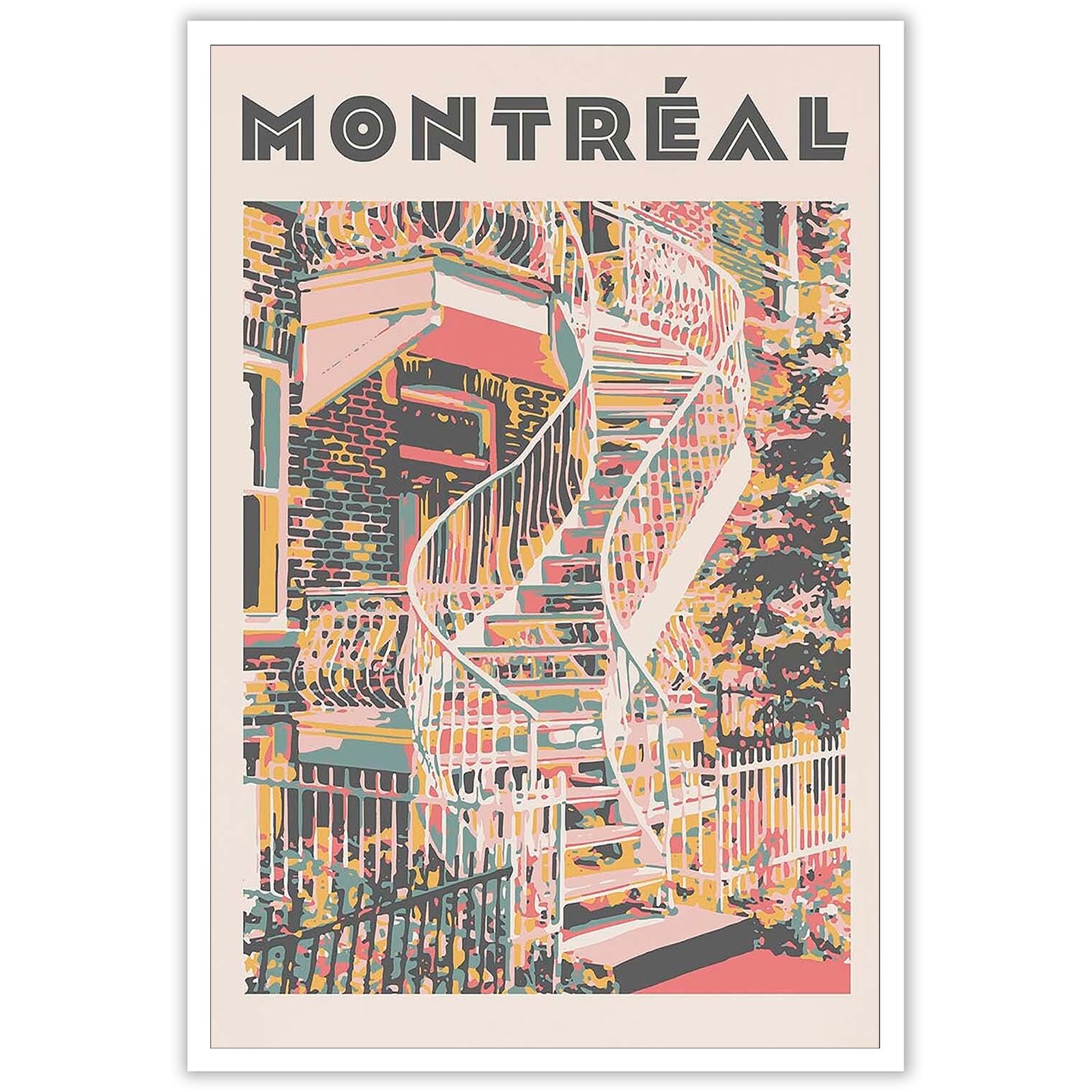 Foto 2 pulgar | Cuadro Mural Vintage Con Paisaje De La Ciudad De Montreal, 40 X 60 Cm, Impresión Sobre Lienzo - Venta Internacional.