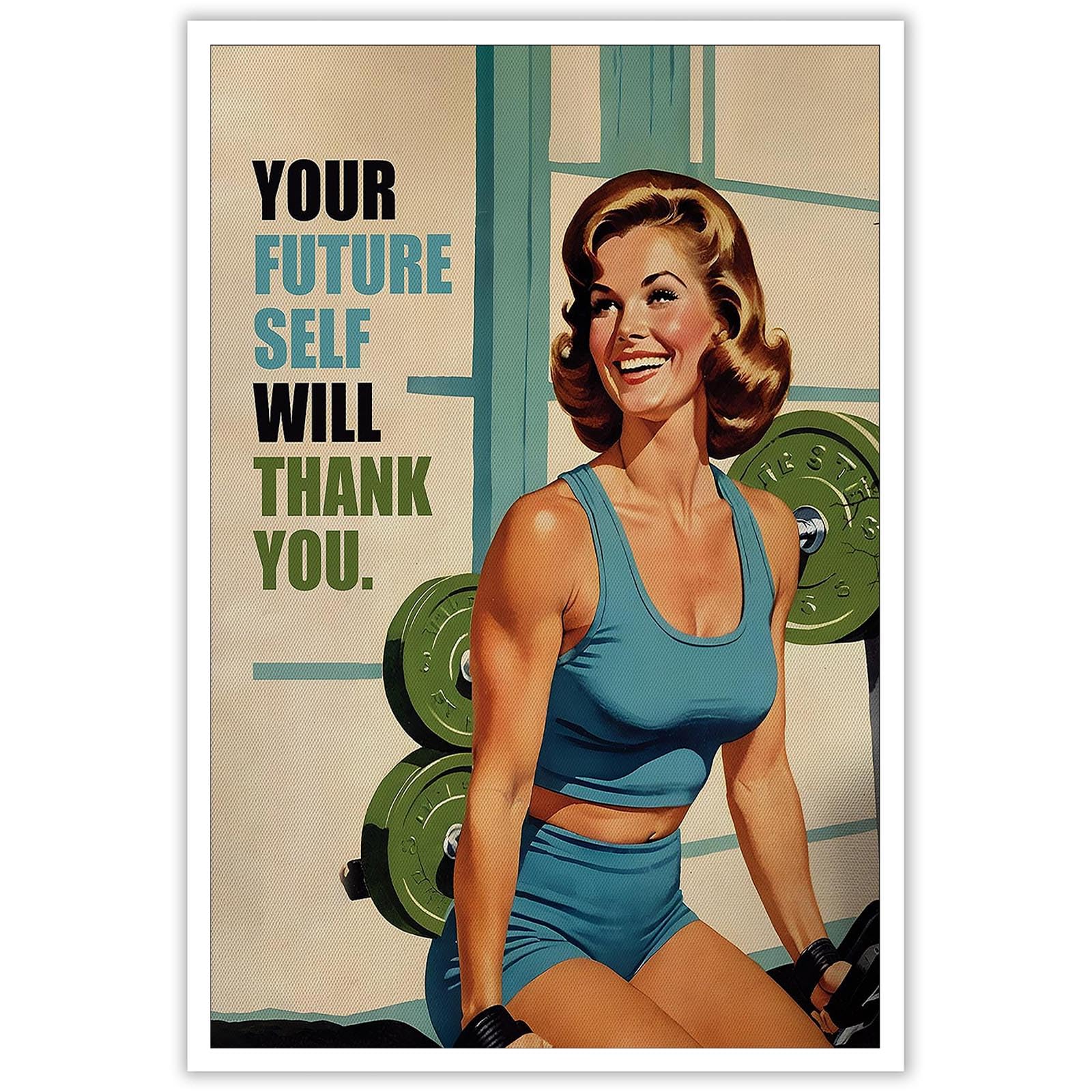 Pósteres De Lienzo Retro Para Gimnasio, Niña, Ejercicio, Pared, 40 X 60 Cm - Venta Internacional.