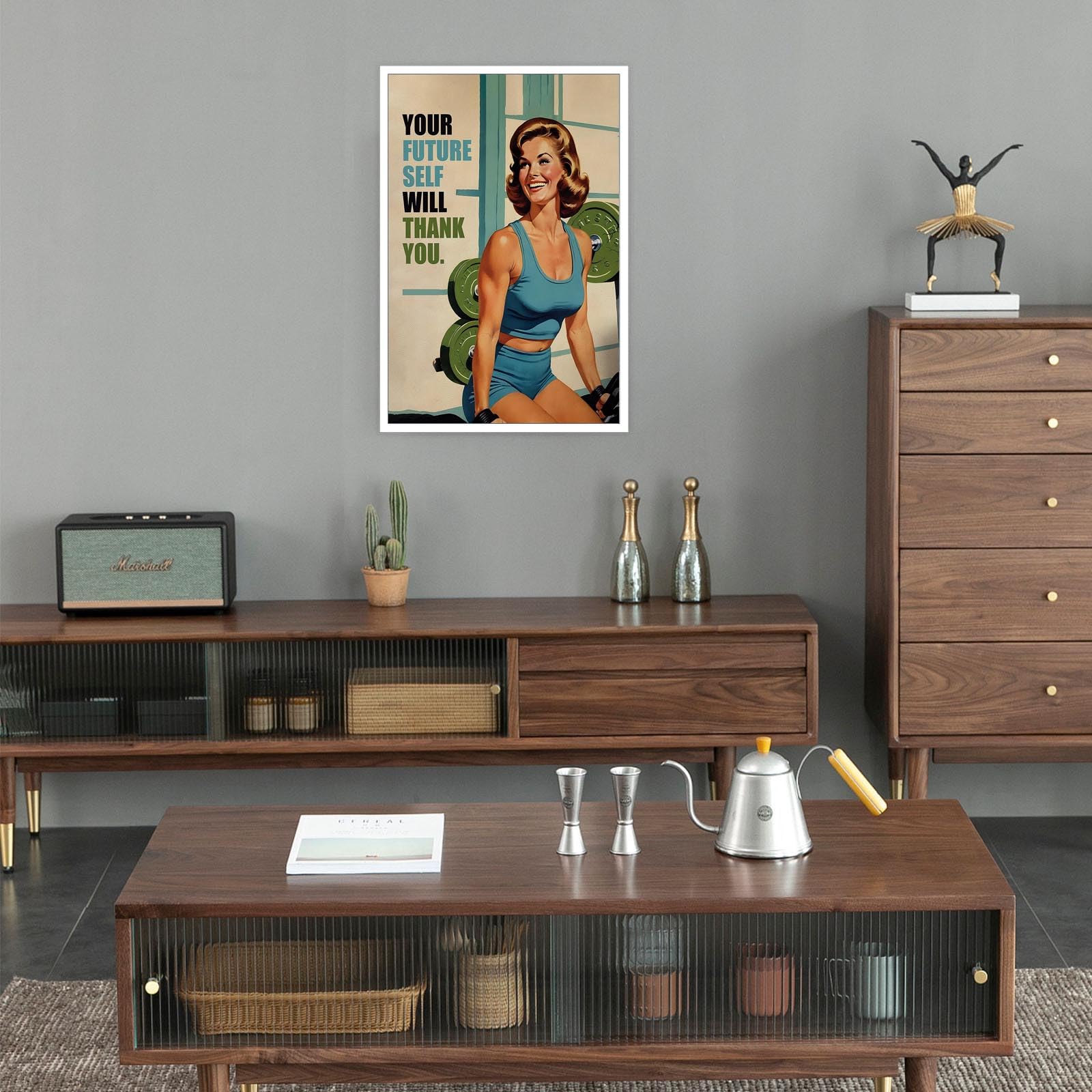Foto 6 | Pósteres De Lienzo Retro Para Gimnasio, Niña, Ejercicio, Pared, 40 X 60 Cm - Venta Internacional.