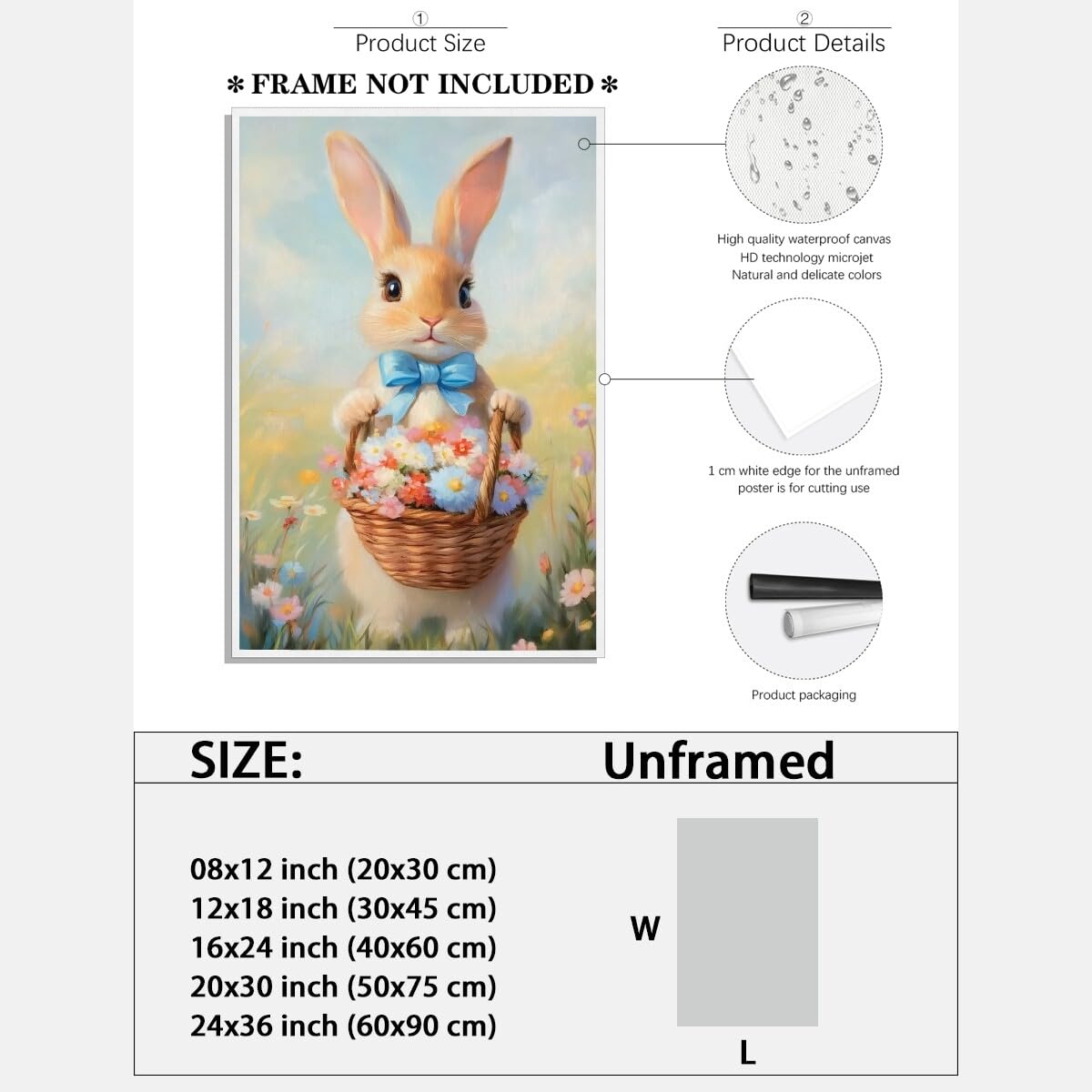 Foto 3 pulgar | Póster Decorativo Vintage Con Forma De Conejo De Pascua, 40 X 60 Cm, Sin Marco - Venta Internacional.