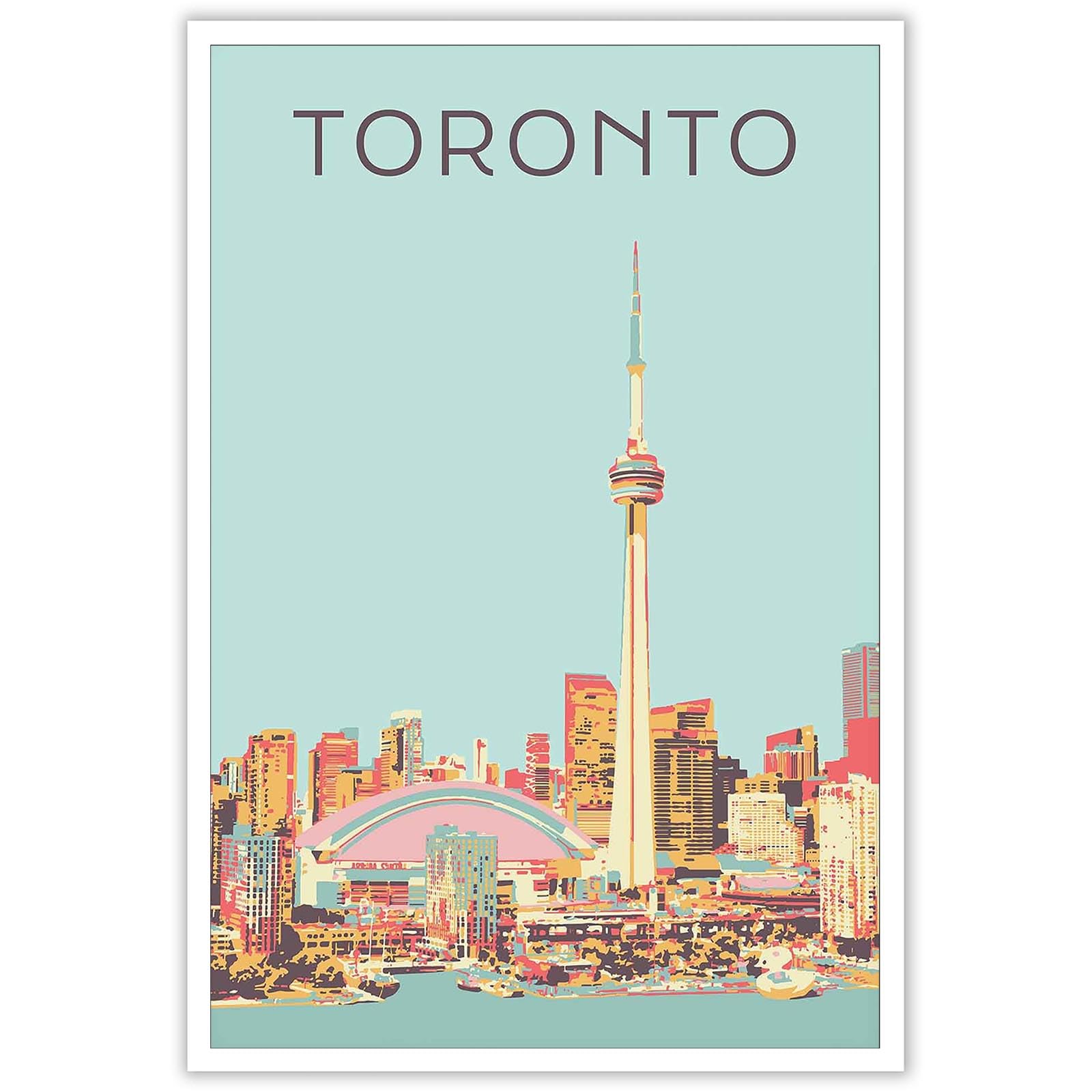 Foto 2 pulgar | Pósteres De Lienzo Vintage Con Paisaje De La Ciudad De Toronto, 40 X 60 Cm - Venta Internacional.