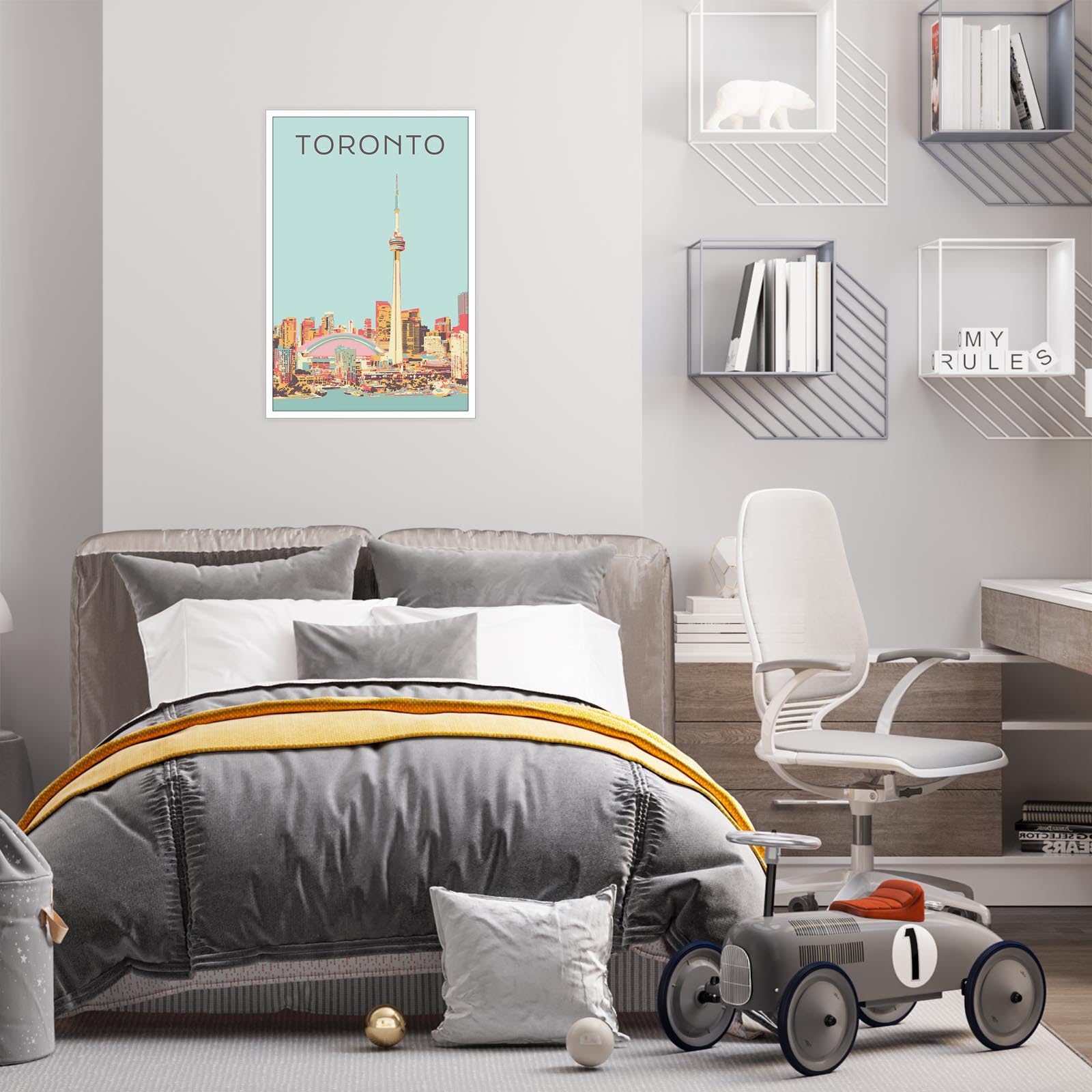 Foto 7 pulgar | Pósteres De Lienzo Vintage Con Paisaje De La Ciudad De Toronto, 40 X 60 Cm - Venta Internacional.