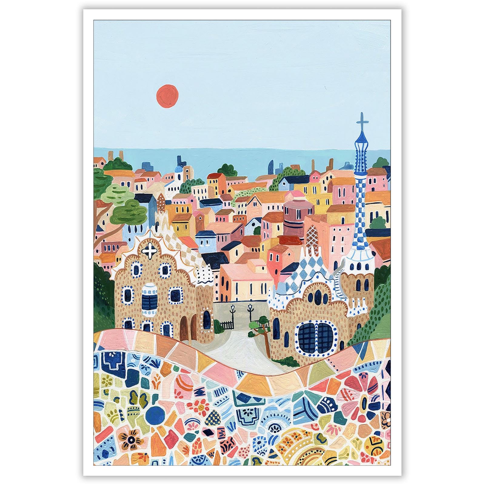 Pósteres Sobre Lienzo Para Pared, Paisaje De La Ciudad De Barcelona, 40 X 60 Cm - Venta Internacional.
