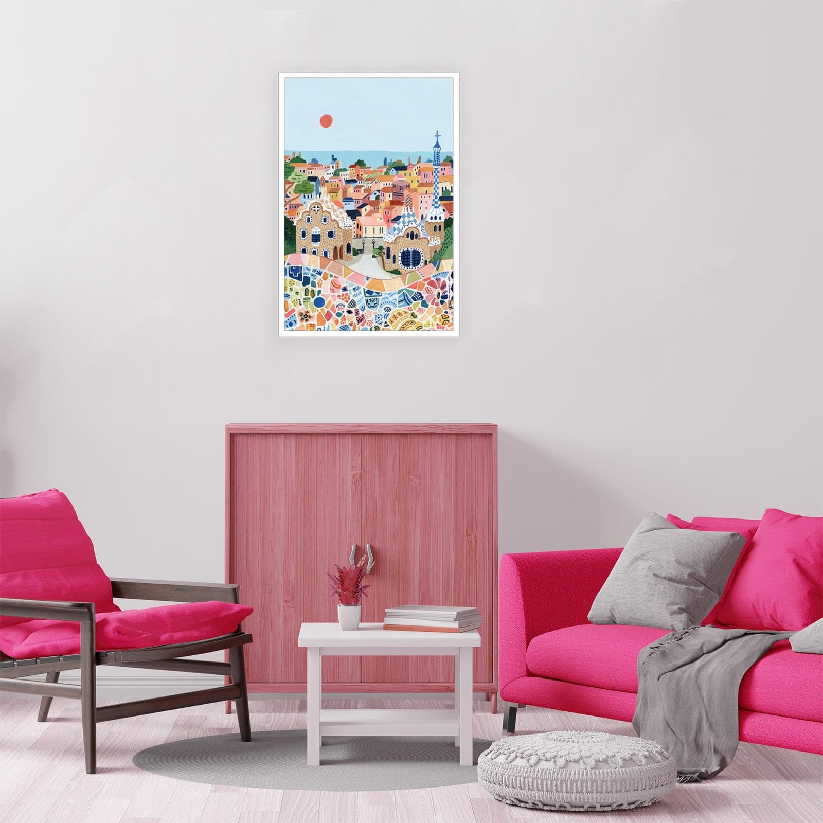 Foto 5 pulgar | Pósteres Sobre Lienzo Para Pared, Paisaje De La Ciudad De Barcelona, 40 X 60 Cm - Venta Internacional.