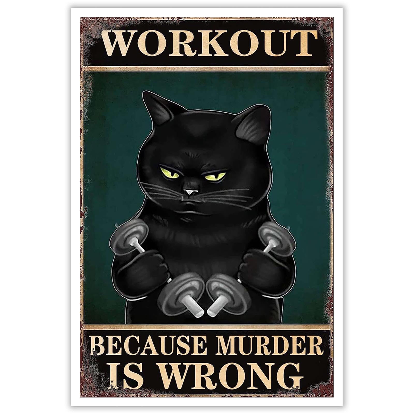 Póster De Lona Divertido Con Forma De Gato Negro, Entrenamiento, Gimnasio, Gato, Sin Marco - Venta Internacional.