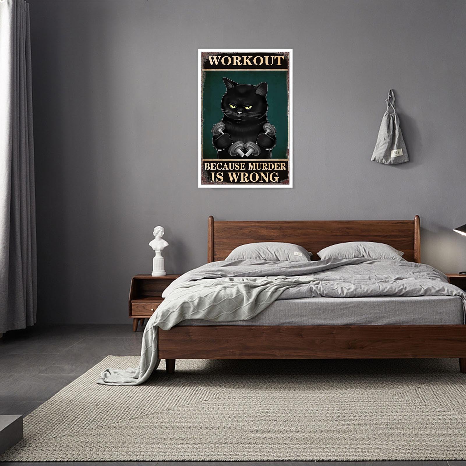 Foto 6 pulgar | Póster De Lona Divertido Con Forma De Gato Negro, Entrenamiento, Gimnasio, Gato, Sin Marco - Venta Internacional.