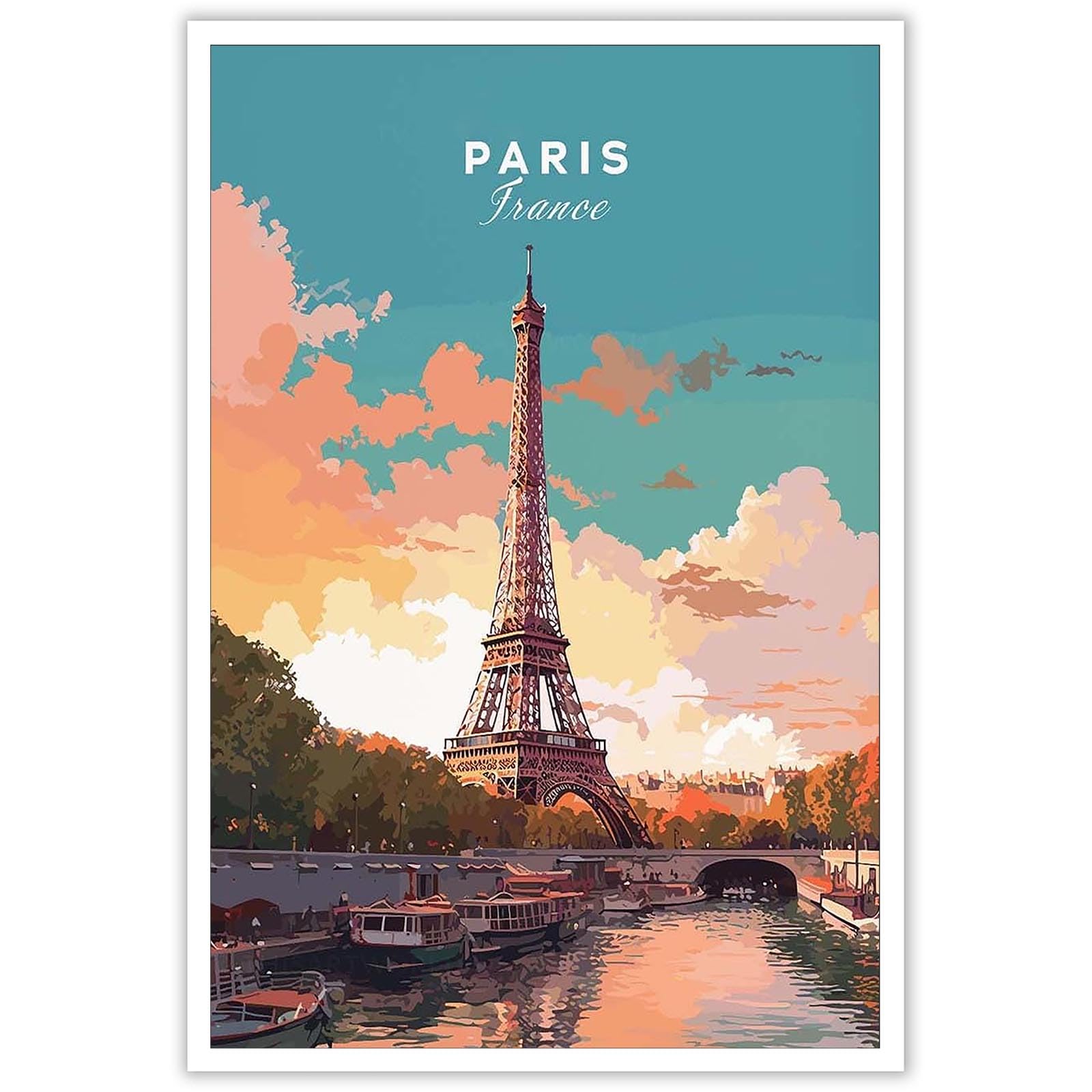 Foto 1 | Decoración Mural Vintage Con Paisaje De La Ciudad De París, Torre Eiffel, 40 X 60 Cm - Venta Internacional.