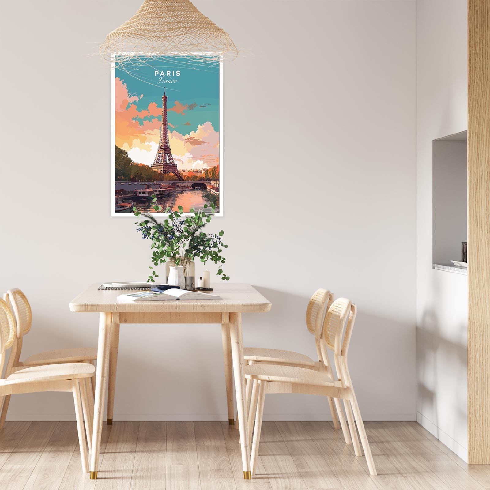 Foto 6 | Decoración Mural Vintage Con Paisaje De La Ciudad De París, Torre Eiffel, 40 X 60 Cm - Venta Internacional.