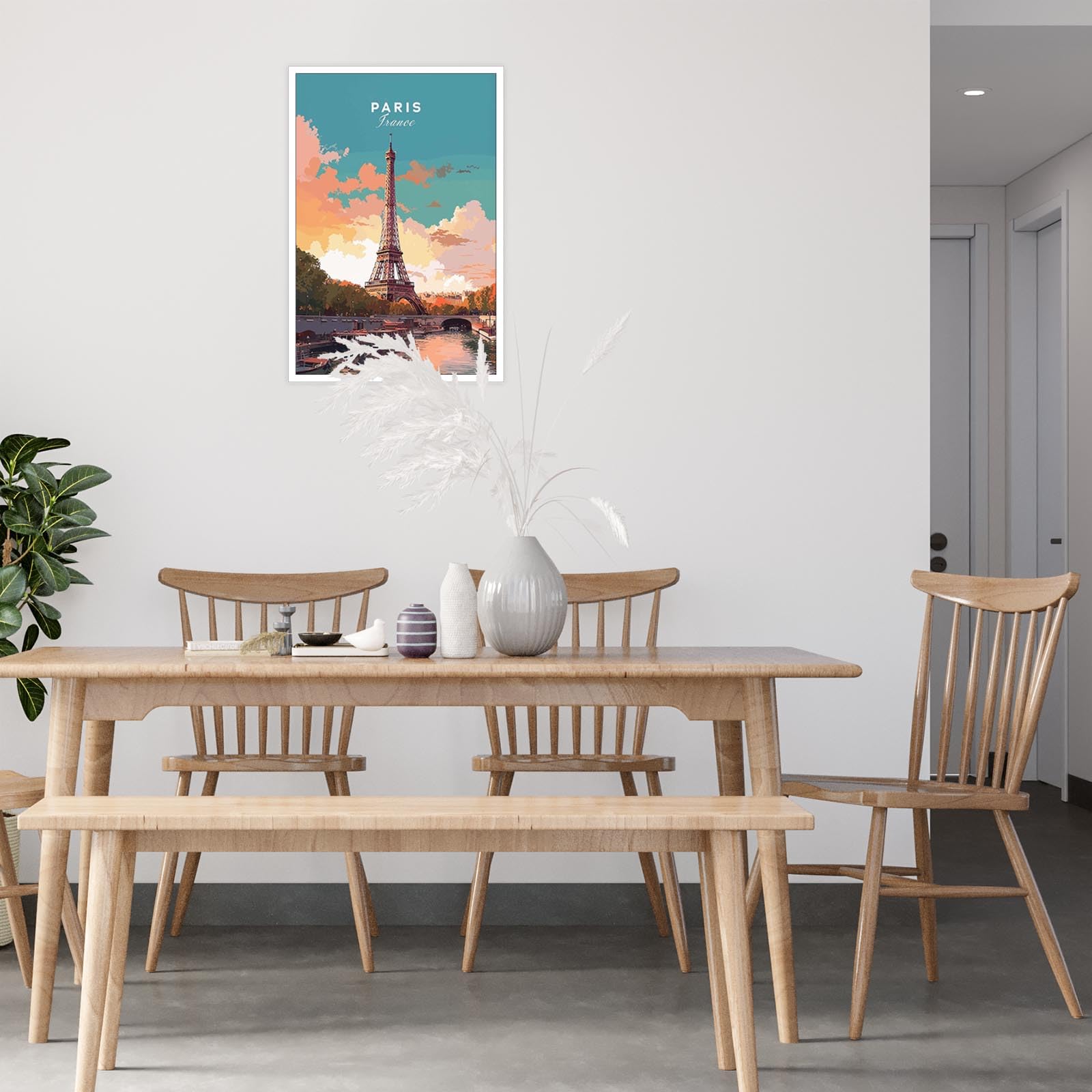 Foto 7 | Decoración Mural Vintage Con Paisaje De La Ciudad De París, Torre Eiffel, 40 X 60 Cm - Venta Internacional.