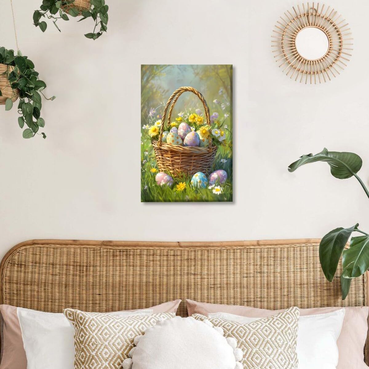 Foto 5 pulgar | Lienzo Para Pared Con Estampado De Huevos De Pascua, Estilo Vintage, Primavera, 40 X 60 Cm - Venta Internacional.