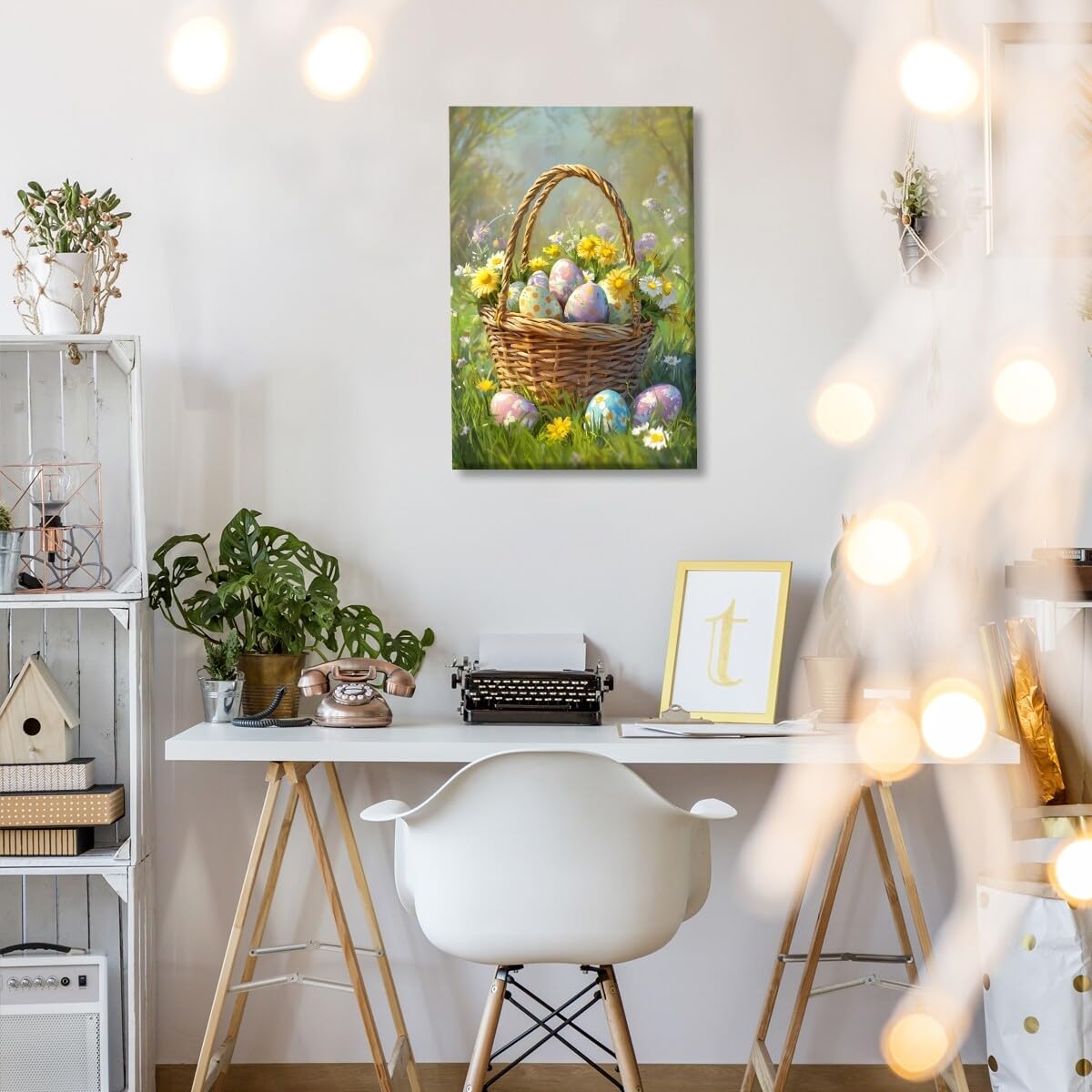 Foto 6 pulgar | Lienzo Para Pared Con Estampado De Huevos De Pascua, Estilo Vintage, Primavera, 40 X 60 Cm - Venta Internacional.