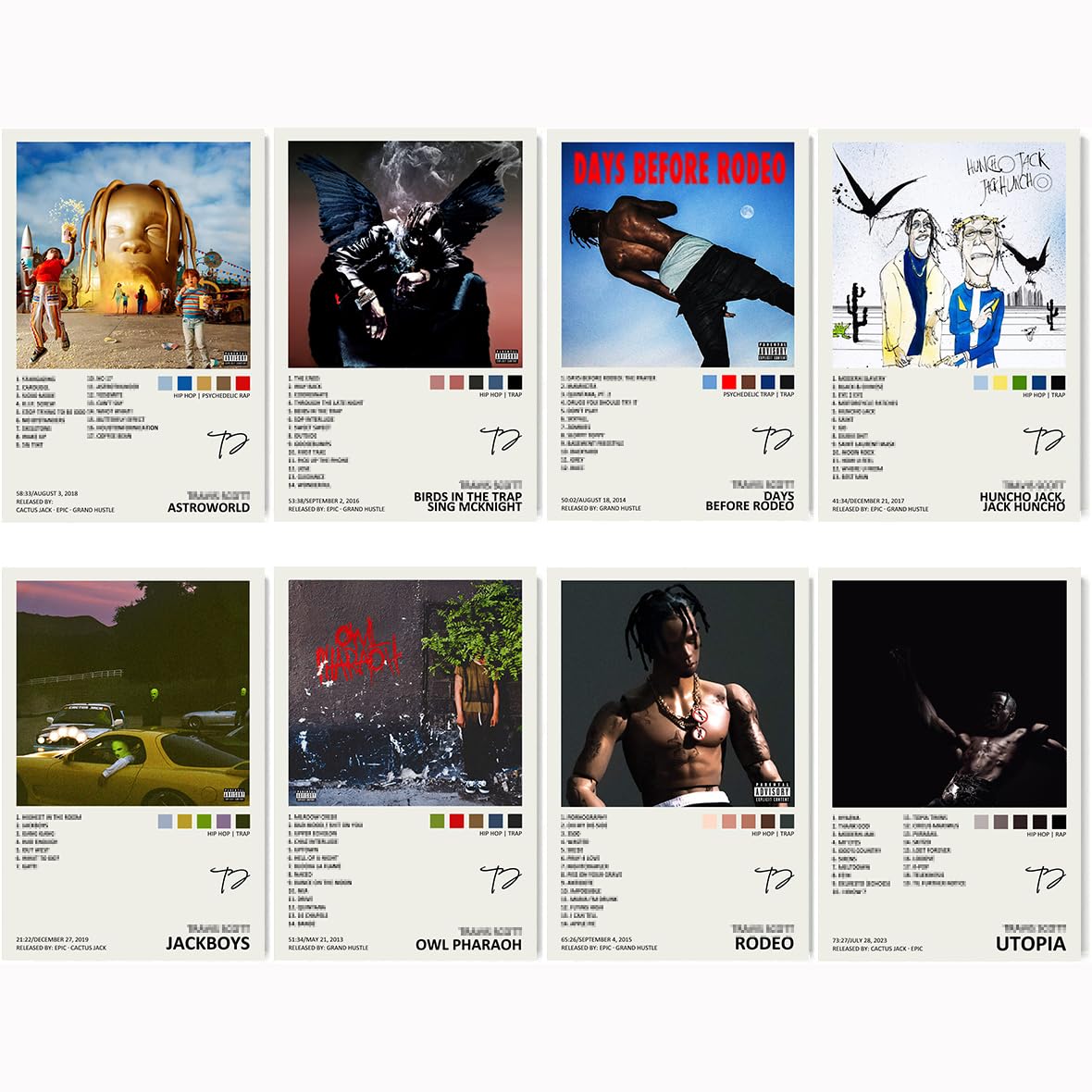 Set De Pósters De La Portada Del Álbum Musical De Travis Scott Signed Limited - Venta Internacional.