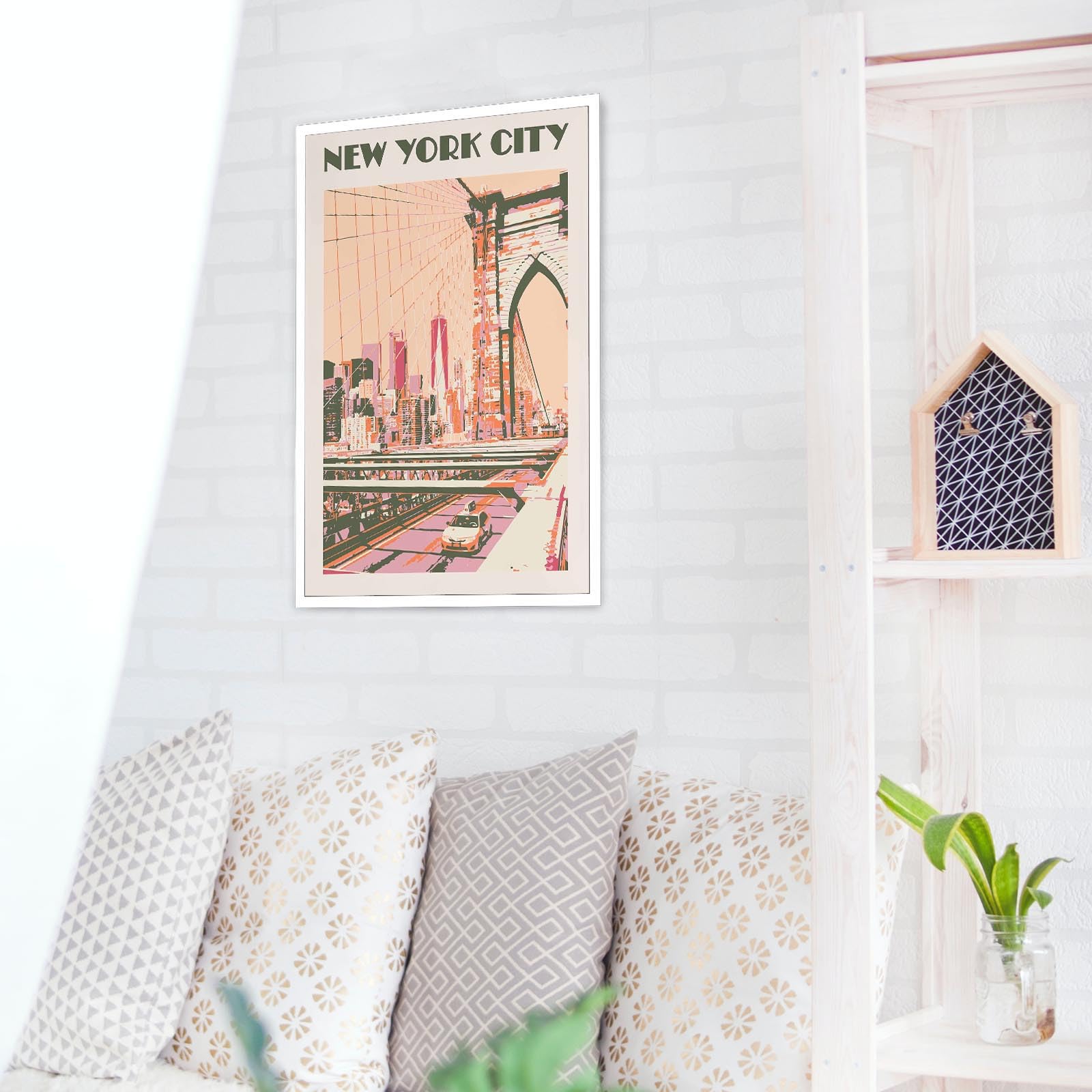 Foto 5 pulgar | Póster En Lienzo Vintage Con Paisaje De La Ciudad De Nueva York, 40 X 60 Cm - Venta Internacional.
