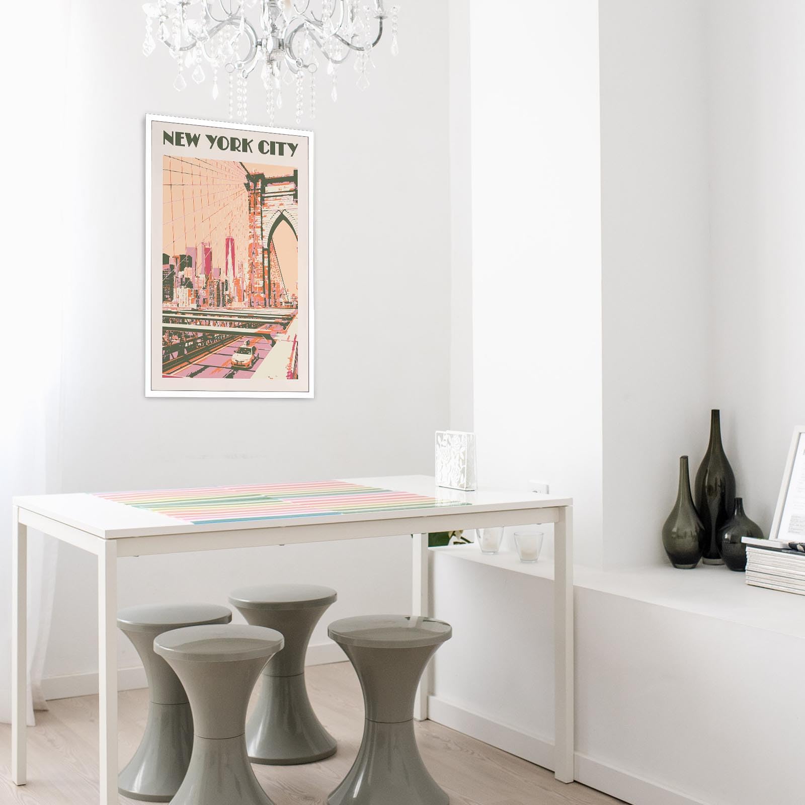 Foto 6 pulgar | Póster En Lienzo Vintage Con Paisaje De La Ciudad De Nueva York, 40 X 60 Cm - Venta Internacional.