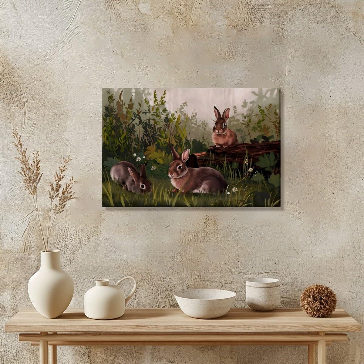 Foto 5 pulgar | Lienzo Decorativo Vintage Con Diseño De Conejos De Pascua, 40 X 60 Cm - Venta Internacional.