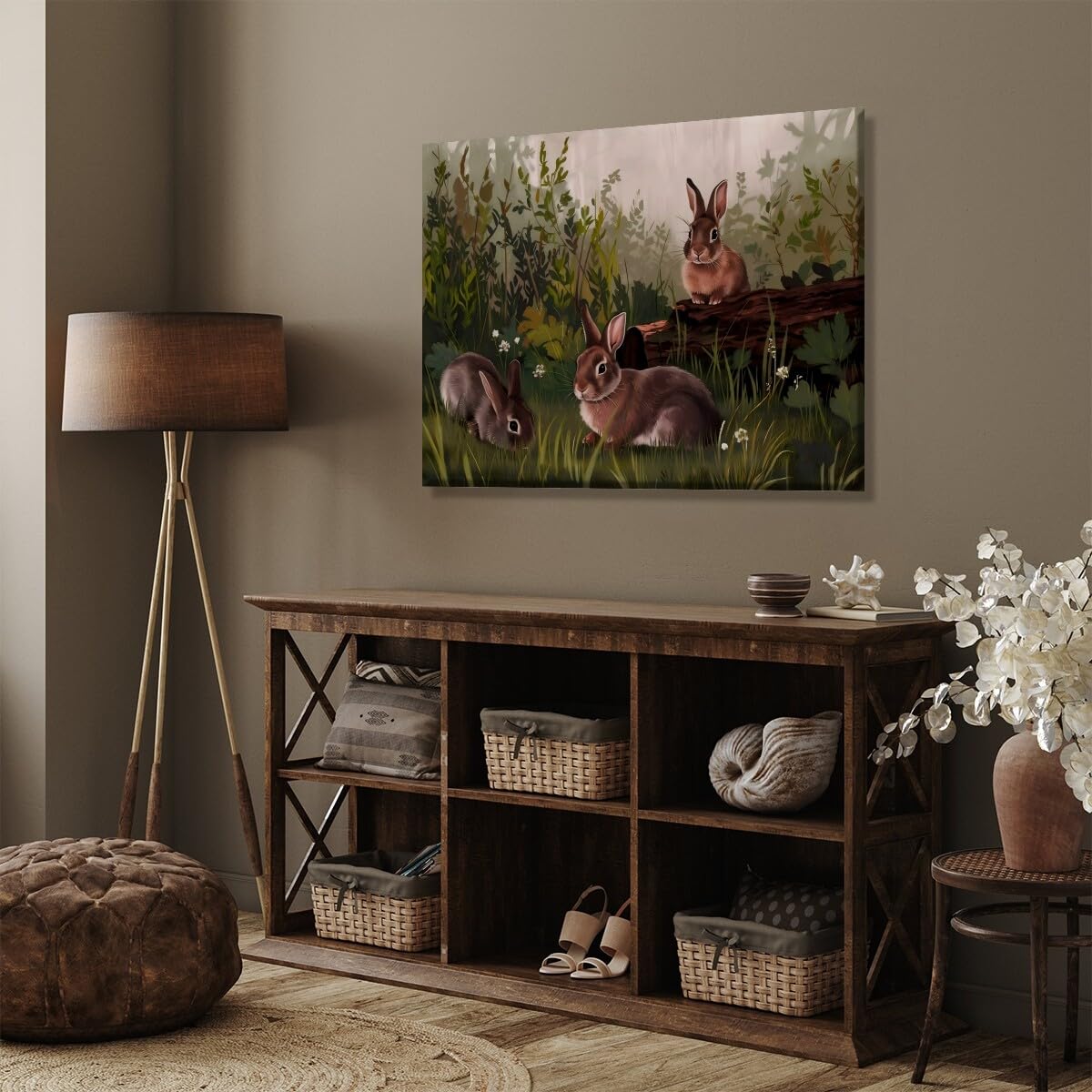 Foto 7 pulgar | Lienzo Decorativo Vintage Con Diseño De Conejos De Pascua, 40 X 60 Cm - Venta Internacional.