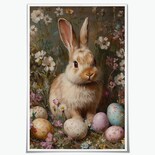 Lienzo Decorativo Vintage Con Forma De Huevo De Conejo De Pascua, 40 X 60 Cm, Sin Marco - Venta Internacional.