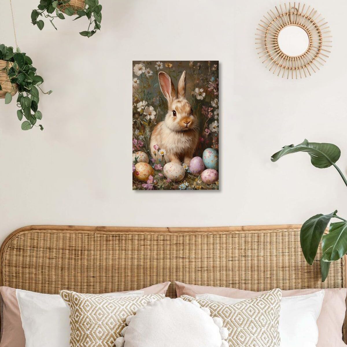 Foto 4 | Lienzo Decorativo Vintage Con Forma De Huevo De Conejo De Pascua, 40 X 60 Cm, Sin Marco - Venta Internacional.