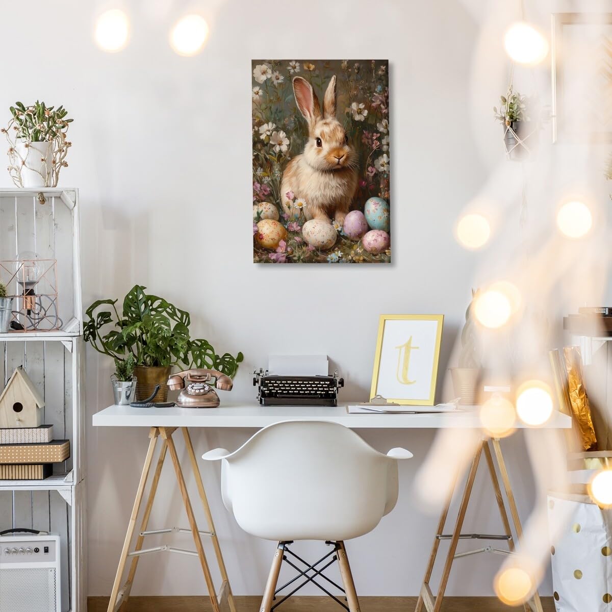 Foto 5 | Lienzo Decorativo Vintage Con Forma De Huevo De Conejo De Pascua, 40 X 60 Cm, Sin Marco - Venta Internacional.
