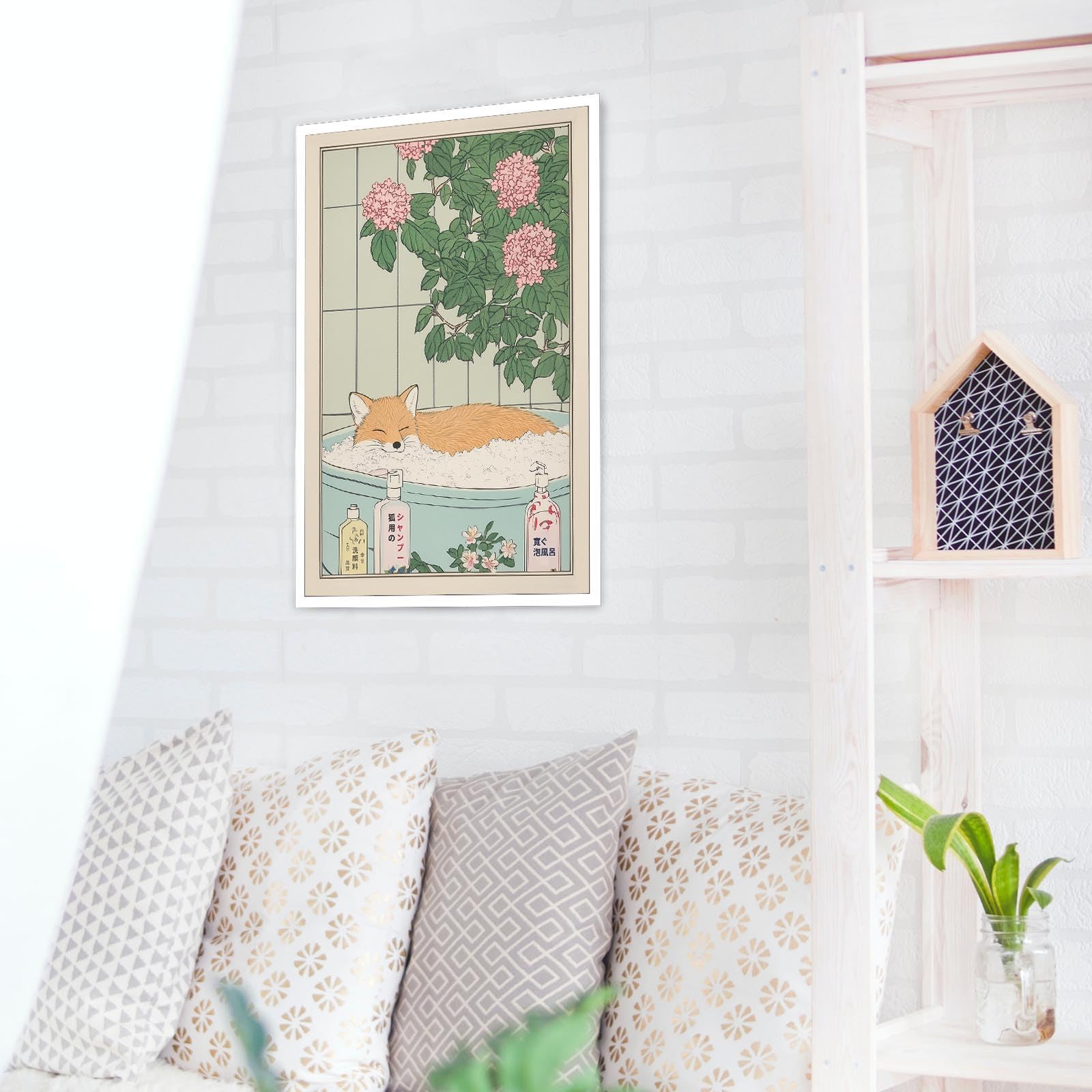 Foto 5 pulgar | Lámina De Pared Con Diseño De Zorro Japonés Para Baño, 40 X 60 Cm, Sin Marco - Venta Internacional.