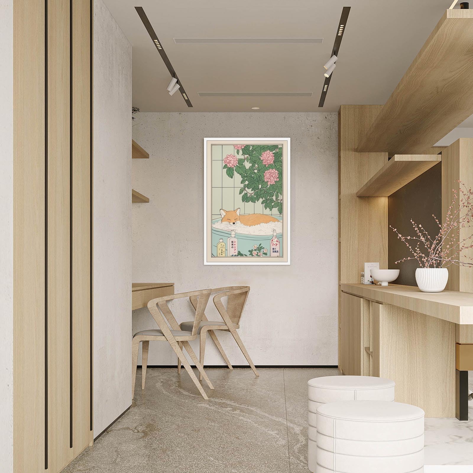Foto 8 pulgar | Lámina De Pared Con Diseño De Zorro Japonés Para Baño, 40 X 60 Cm, Sin Marco - Venta Internacional.